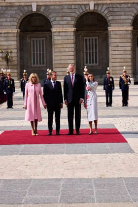 Spanish Royals attends Official reception to Emmanuel Macron and wife King Felipe VI of Spain, Queen Letizia of Spain, Emmanuel Macron, President of the French Republic and Co-Prince of Andorra, Brigitte Macron attends Official reception at Royal Palace on September 29, 2026 in Madrid, Spain Photo by IMAGO MPG Madrid Royal Palace Madrid Spain  Copyright: xMPGx