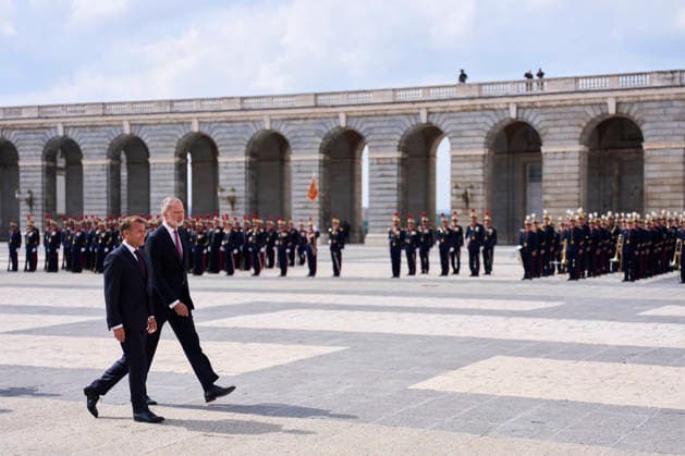 Spanish Royals attends Official reception to Emmanuel Macron and wife King Felipe VI of Spain, Emmanuel Macron, President of the French Republic and Co-Prince of Andorra attends Official reception at Royal Palace on September 29, 2026 in Madrid, Spain Photo by IMAGO MPG Madrid Royal Palace Madrid Spain  Copyright: xMPGx