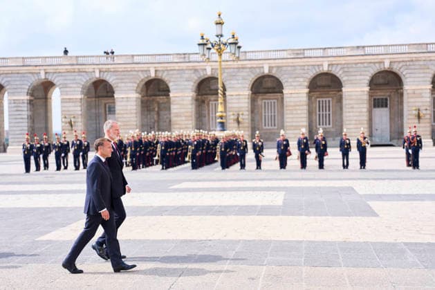 Spanish Royals attends Official reception to Emmanuel Macron and wife King Felipe VI of Spain, Emmanuel Macron, President of the French Republic and Co-Prince of Andorra attends Official reception at Royal Palace on September 29, 2026 in Madrid, Spain Photo by IMAGO MPG Madrid Royal Palace Madrid Spain  Copyright: xMPGx