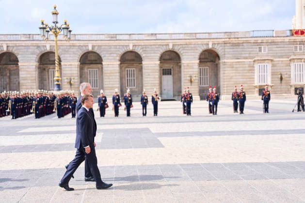 Spanish Royals attends Official reception to Emmanuel Macron and wife King Felipe VI of Spain, Emmanuel Macron, President of the French Republic and Co-Prince of Andorra attends Official reception at Royal Palace on September 29, 2026 in Madrid, Spain Photo by IMAGO MPG Madrid Royal Palace Madrid Spain  Copyright: xMPGx