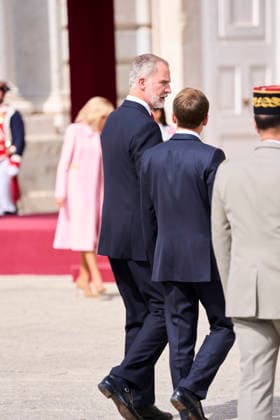 Spanish Royals attends Official reception to Emmanuel Macron and wife King Felipe VI of Spain, Queen Letizia of Spain, Emmanuel Macron, President of the French Republic and Co-Prince of Andorra, Brigitte Macron attends Official reception at Royal Palace on September 29, 2026 in Madrid, Spain Photo by IMAGO MPG Madrid Royal Palace Madrid Spain  Copyright: xMPGx