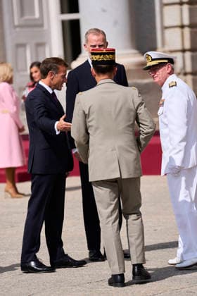 Spanish Royals attends Official reception to Emmanuel Macron and wife King Felipe VI of Spain, Queen Letizia of Spain, Emmanuel Macron, President of the French Republic and Co-Prince of Andorra, Brigitte Macron attends Official reception at Royal Palace on September 29, 2026 in Madrid, Spain Photo by IMAGO MPG Madrid Royal Palace Madrid Spain  Copyright: xMPGx