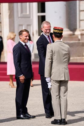 Spanish Royals attends Official reception to Emmanuel Macron and wife King Felipe VI of Spain, Queen Letizia of Spain, Emmanuel Macron, President of the French Republic and Co-Prince of Andorra, Brigitte Macron attends Official reception at Royal Palace on September 29, 2026 in Madrid, Spain Photo by IMAGO MPG Madrid Royal Palace Madrid Spain  Copyright: xMPGx