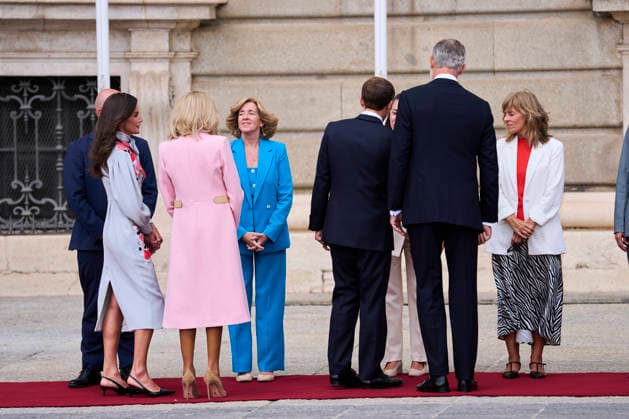 Spanish Royals attends Official reception to Emmanuel Macron and wife King Felipe VI of Spain, Queen Letizia of Spain, Emmanuel Macron, President of the French Republic and Co-Prince of Andorra, Brigitte Macron, Marta Carazo, Chief of Queen Letizia™ Secretary, Rosa Lerchundi, DIRCOM of Spanish Royal House attends Official reception at Royal Palace on September 29, 2026 in Madrid, Spain Photo by IMAGO MPG Madrid Royal Palace Madrid Spain  Copyright: xMPGx