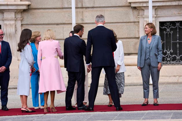 Spanish Royals attends Official reception to Emmanuel Macron and wife King Felipe VI of Spain, Queen Letizia of Spain, Emmanuel Macron, President of the French Republic and Co-Prince of Andorra, Brigitte Macron, Marta Carazo, Chief of Queen Letizia™ Secretary, Rosa Lerchundi, DIRCOM of Spanish Royal House attends Official reception at Royal Palace on September 29, 2026 in Madrid, Spain Photo by IMAGO MPG Madrid Royal Palace Madrid Spain  Copyright: xMPGx