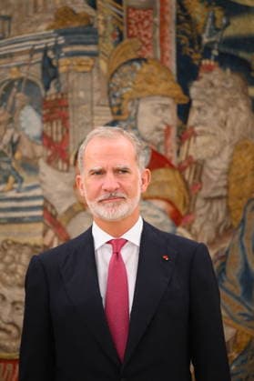 State visit to Spain of French Presidential couple – Lunch At Zarzuela Palace Spanish King Felipe VI pictured after a lunch with French presidential couple at Zarzuela Palace in Madrid, Spain on September 29 2026. French Presidential couple pays a two-day state visit to Spain. Photo by Eliot Blondet ABACAPRESS.COM Madrid Spain  Copyright: xBlondetxEliot ABACAx