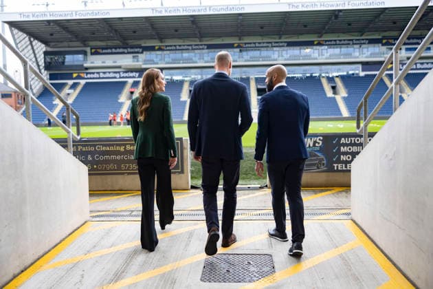 Royal visit, Leeds. JG Sept 2026 POOL Picture: James Glossop The Times & Sunday Times The Prince and Princess of Wales are seen during a visit to AMT Headingley Stadium, the home of the Leeds Rhinos rugby team where they learned how the club and the Leeds Rhinos Foundation are changing lives through the power of sport. Their Royal Highnesses met with Jamie Jones Buchanan MBE (beard and yellow blue striped tie), CEO of the Leeds Rhinos and a lifelong friend of Rob Burrow CBE. 29 09 2026, Credit:James Glossop PA ROTA - B68 Avalon UK  Copyright: xJamesxGlossopx xPAxROTAx-xB68x xAvalonx 1139203350