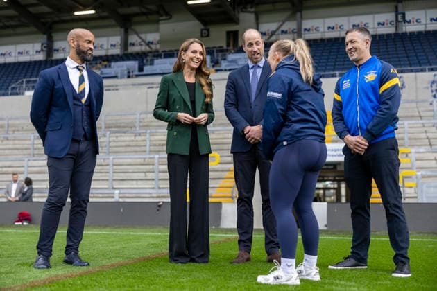 Royal visit, Leeds. JG Sept 2026 POOL Picture: James Glossop The Times & Sunday Times The Prince and Princess of Wales are seen during a visit to AMT Headingley Stadium, the home of the Leeds Rhinos rugby team where they learned how the club and the Leeds Rhinos Foundation are changing lives through the power of sport. Their Royal Highnesses met with Jamie Jones Buchanan MBE (beard and yellow blue striped tie), CEO of the Leeds Rhinos and a lifelong friend of Rob Burrow CBE. 29 09 2026, Credit:James Glossop PA ROTA - B68 Avalon UK  Copyright: xJamesxGlossopx xPAxROTAx-xB68x xAvalonx 1139203352