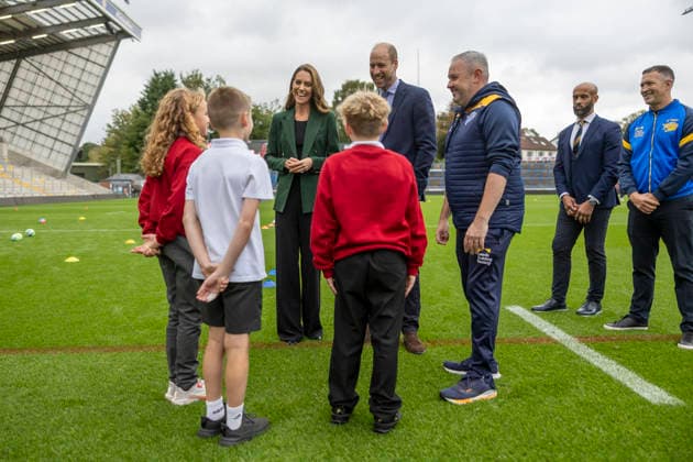 Royal visit, Leeds. JG Sept 2026 POOL Picture: James Glossop The Times & Sunday Times The Prince and Princess of Wales are seen during a visit to AMT Headingley Stadium, the home of the Leeds Rhinos rugby team where they learned how the club and the Leeds Rhinos Foundation are changing lives through the power of sport. Their Royal Highnesses met with Jamie Jones Buchanan MBE (beard and yellow blue striped tie), CEO of the Leeds Rhinos and a lifelong friend of Rob Burrow CBE. 29 09 2026, Credit:James Glossop PA ROTA - B68 Avalon UK  Copyright: xJamesxGlossopx xPAxROTAx-xB68x xAvalonx 1139203372