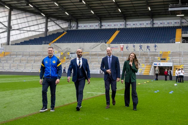 Royal visit, Leeds. JG Sept 2026 POOL Picture: James Glossop The Times & Sunday Times The Prince and Princess of Wales are seen during a visit to AMT Headingley Stadium, the home of the Leeds Rhinos rugby team where they learned how the club and the Leeds Rhinos Foundation are changing lives through the power of sport. Their Royal Highnesses met with Jamie Jones Buchanan MBE (beard and yellow blue striped tie), CEO of the Leeds Rhinos and a lifelong friend of Rob Burrow CBE. 29 09 2026, Credit:James Glossop PA ROTA - B68 Avalon UK  Copyright: xJamesxGlossopx xPAxROTAx-xB68x xAvalonx 1139203376
