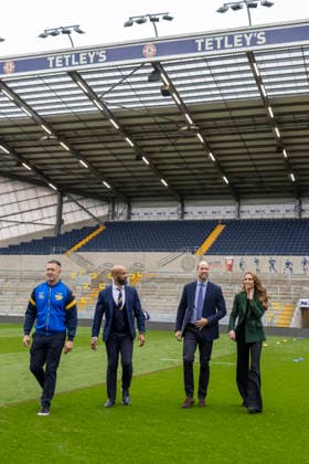 Royal visit, Leeds. JG Sept 2026 POOL Picture: James Glossop The Times & Sunday Times The Prince and Princess of Wales are seen during a visit to AMT Headingley Stadium, the home of the Leeds Rhinos rugby team where they learned how the club and the Leeds Rhinos Foundation are changing lives through the power of sport. Their Royal Highnesses met with Jamie Jones Buchanan MBE (beard and yellow blue striped tie), CEO of the Leeds Rhinos and a lifelong friend of Rob Burrow CBE. 29 09 2026, Credit:James Glossop PA ROTA - B68 Avalon UK  Copyright: xJamesxGlossopx xPAxROTAx-xB68x xAvalonx 1139203393
