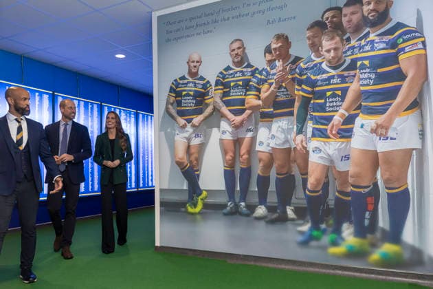 Royal visit, Leeds. JG Sept 2026 POOL Picture: James Glossop The Times & Sunday Times The Prince and Princess of Wales are seen during a visit to AMT Headingley Stadium, the home of the Leeds Rhinos rugby team where they learned how the club and the Leeds Rhinos Foundation are changing lives through the power of sport. Their Royal Highnesses met with Jamie Jones Buchanan MBE (beard and yellow blue striped tie), CEO of the Leeds Rhinos and a lifelong friend of Rob Burrow CBE. 29 09 2026, Credit:James Glossop PA ROTA - B68 Avalon UK  Copyright: xJamesxGlossopx xPAxROTAx-xB68x xAvalonx 1139203394