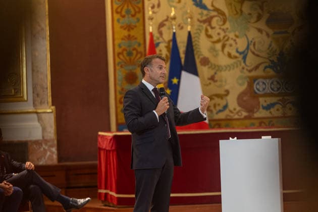 Macron Participates in a Dialogue on Democracy in Europe at the Complutense University of Madrid The President of the French Republic, Emmanuel Macron, during the event Democracy in Europe in the Digital Age, on September 29, 2026, in Madrid, Spain. Macron arrives in Madrid to begin a two-day state visit. This is a trip of great institutional significance, as it is the French president’s first state visit to Spain since taking office, coinciding with the final stretch of his term, which ends in 2027. SEPTEMBER 29, 2026 Madrid, Spain Copyright: xRicardoxRubiox 7808791