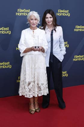 Helen Mirren with Iris Berben at the ceremony honoring her with the Douglas Sirk Award on September 29, 2026, at Cinemaxx as part of the 34th Hamburg Film Festival. Helen Mirren and German actress Iris Berben attend the ceremony honoring her with the Douglas Sirk Award at Cinemaxx Dammtor on September 29, 2026 in Hamburg, Germany. Helen Mirren receives the Douglas Sirk Award at the 34t