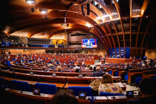 Johann Wadephul (CDU), Federal Minister of Foreign Affairs, photographed during his speech at the Council of Europe in Strasbourg on September 29, 2026. Photographed on behalf of the Federal Foreign Office, Strasbourg, France Copyright: xJulianexSonntagx
