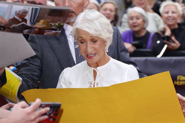 Helen Mirren attends an awards ceremony at Cinemaxx Dammtor on September 29, 2026, in Hamburg, Germany, where she receives the Douglas Sirk Award at the 34th Filmfest Hamburg, Germany