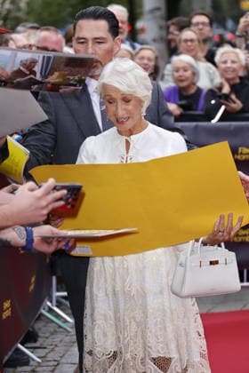Helen Mirren attends an awards ceremony at Cinemaxx Dammtor on September 29, 2026, in Hamburg, Germany, where she receives the Douglas Sirk Award at the 34th Filmfest Hamburg, Germany
