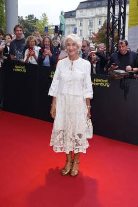 Helen Mirren attends an awards ceremony at Cinemaxx Dammtor on September 29, 2026, in Hamburg, Germany, where she receives the Douglas Sirk Award at the 34th Filmfest Hamburg, Germany