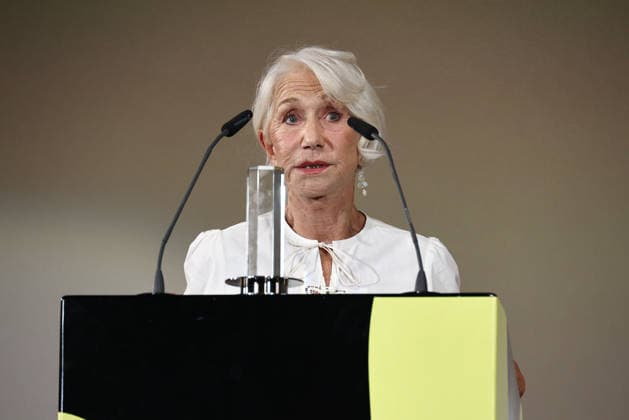 Helen Mirren attends an awards ceremony at Cinemaxx Dammtor on September 29, 2026, in Hamburg, Germany, where she receives the Douglas Sirk Award at the 34th Filmfest Hamburg, Germany