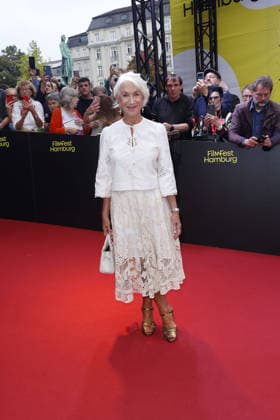 Helen Mirren attends an awards ceremony to present the Douglas Sirk Award at Cinemaxx Dammtor on September 29, 2026, in Hamburg, Germany. Helen Mirren receives the Douglas Sirk Award at the 34th Filmfest Hamburg in Germany.