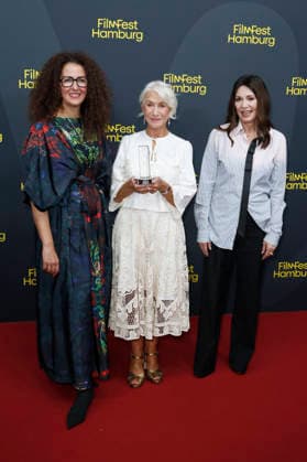 Malika Rabahallah, Helen Mirren, and Iris Berben at the premiere of the film *A Talent for Murder* and the Douglas Sirk Award ceremony at the 34th Filmfest Hamburg at Cinemaxx Dammtor in Hamburg, Germany, September 29, 2026 Foto:xC.xTamckex xFuturexImagex mirren_6944