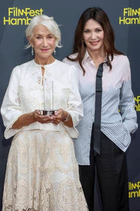 ABB FILMFEST: Dame Helen Mirren, the British actress, with Iris Berben, a Douglas Sirk Prize laureate, on the red carpet at the 2026 FilmFest Hamburg at the Cinemaxx Dammtor movie theater in Hamburg on September 29, 2026, Hamburg, Germany