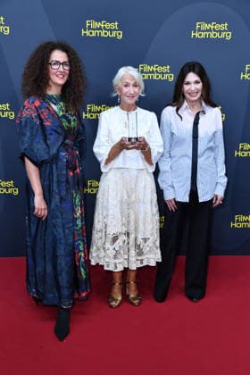 Malika Rabahallah, Helen Mirren, and Iris Berben at the ceremony to present the Douglas Sirk Award to Helen Mirren in Hamburg on September 29, 2026