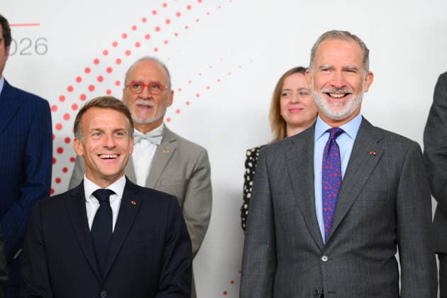 State Visit to Spain of French Presidential Couple - Economic Forum French President Emmanuel Macron and Spanish King Felipe VI during an Economic Forum at Spanish Economy Ministry in Madrid, Spain on September 30 2026. French Presidential couple pays a two-day state visit to Spain. Photo by Eliot Blondet ABACAPRESS.COM Paris France Copyright: xBlondetxEliot ABACAx
