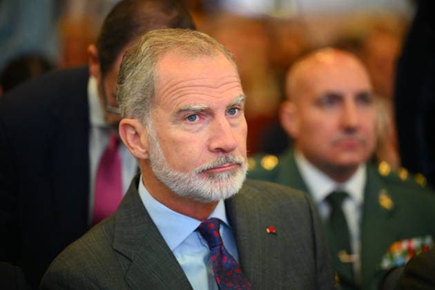 State Visit to Spain of French Presidential Couple - Economic Forum Spanish King Felipe VI during an Economic Forum at Spanish Economy Ministry in Madrid, Spain on September 30 2026. French Presidential couple pays a two-day state visit to Spain. Photo by Eliot Blondet ABACAPRESS.COM Paris France Copyright: xBlondetxEliot ABACAx