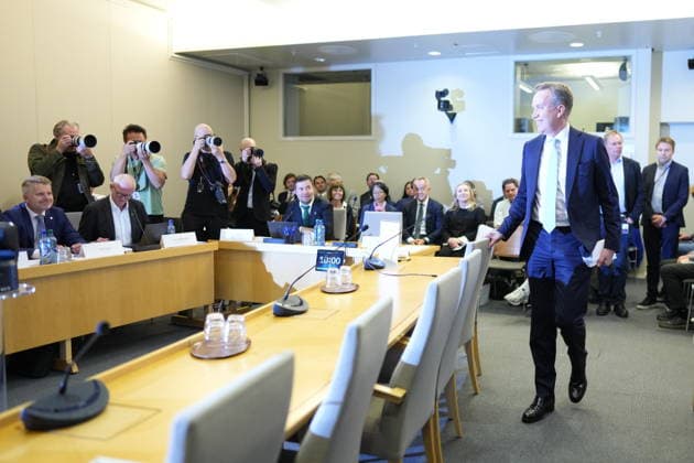 Epstein Hearing Begins in the Storting, Oslo, September 30, 2026: Former Foreign Minister Borge Brende of the Conservative Party (Høyre) during the Storting’s Control and Constitutional Committee’s public hearing on practices at the Ministry of Foreign Affairs and Jeffrey Epstein’s network in Norway. Photo: Heiko Junge, NTB Oslo, Norway 7I3V0LqKvfE EDITORIAL USE ONLY Ref BNC POL7I3V0LqKvfE jpg  Copyright: xHeikoxJungex xNTBx