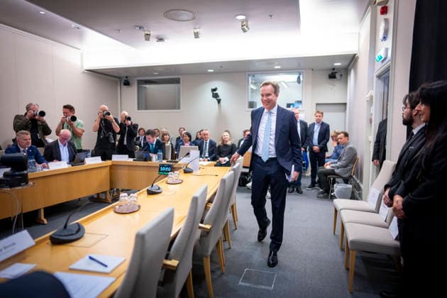 Epstein Hearing Begins in the Storting, Oslo, September 30, 2026: Former Høyre Foreign Minister Borge Brende during the Storting’s Control and Constitutional Committee’s public hearing on practices at the Ministry of Foreign Affairs and Jeffrey Epstein’s network in Norway. Photo: Heiko Junge, NTB Oslo, Norway gnkQO9sXOAY EDITORIAL USE ONLY Ref BNC POLgnkQO9sXOAY jpg  Copyright: xHeikoxJungex xNTBx