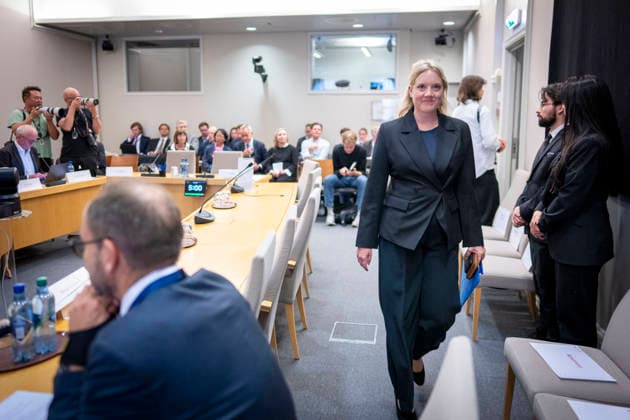 Epstein hearing begins in the Storting, Oslo, September 30, 2026. Committee member Aina Stenersen (Frp) after a break during the Storting’s Control and Constitution Committee’s public hearing on practices at the Ministry of Foreign Affairs and Jeffrey Epstein’s network in Norway. Photo: Heiko Junge NTB Oslo Norway 4pnGaIG8skw EDITORIAL USE ONLY Ref BNC POL4pnGaIG8skw jpg  Copyright: xHeikoxJungex xNTBx