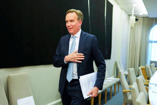 Epstein Hearing Begins in the Storting, Oslo, September 30, 2026: Former Høyre Foreign Minister Borge Brende during the Storting’s Control and Constitutional Committee’s public hearing on practices at the Ministry of Foreign Affairs and Jeffrey Epstein’s network in Norway. Photo: Heiko Junge, NTB Oslo, Norway uOIllzruCOY EDITORIAL USE ONLY Ref BNC POLuOIllzruCOY jpg  Copyright: xHeikoxJungex xNTBx