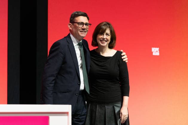 Labour Party Conference in Liverpool Prime Minister Andy Burnham and Education Secretary Lucy Powell on stage at the end of the Labour Party Conference at the ACC Liverpool. Picture date: Wednesday September 30, 2026., Credit:John Johnson Avalon  Copyright: xJohnxJohnsonx xAvalonx 1139473763