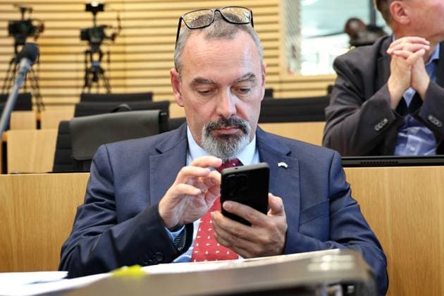 Thuringian State Parliament, Justice Committee, September 30, 2026, Erfurt, Thuringian State Parliament, Justice Committee, Oral Hearing on the Motion by the Die Linke Parliamentary Group to Initiate Proceedings to Ban the AfD; Pictured: Sascha Schloesser (AfD)