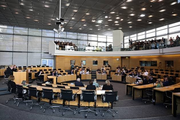 Thuringian State Parliament, Justice Committee, September 30, 2026, Erfurt, Thuringian State Parliament, Justice Committee, Oral Hearing on the Motion by the Die Linke Parliamentary Group to Initiate Proceedings to Ban the AfD; Photo: Overview of the Plenary Hall