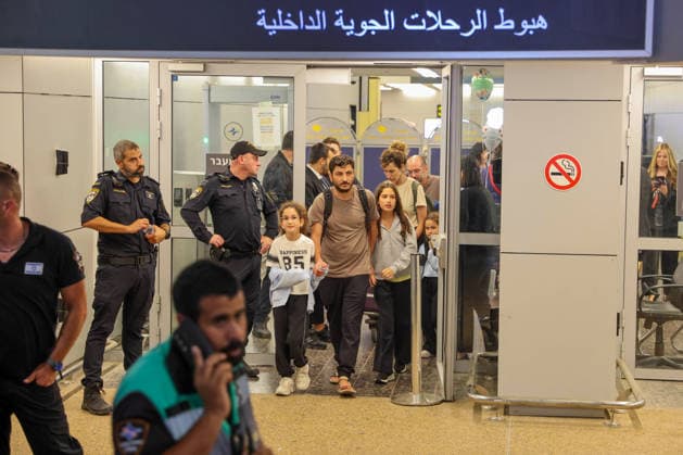 Flydubai passengers arrive in Tel Aviv TEL AVIV, ISRAEL - SEPTEMBER 30: Passengers are welcomed by their relatives at Ben Gurion Airport amid heightened security measures by Israeli forces in Tel Aviv, Israel, on September 30, 2026. A Flydubai aircraft carrying 174 passengers lands at the airport after making an emergency landing at Prince Sultan bin Abdulaziz International Airport in Tabuk, Saudi Arabia. Nir Keidar Anadolu Tel Aviv Israel. Editorial use only. Please get in touch for any other usage.  Copyright: x2026xAnadoluxNirxKeidarx