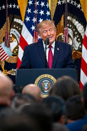 President Donald Trump hosts a Hispanic Heritage Month celebration in the East Room of the White House in Washington, DC on Wednesday, September 30, 2026.  WAP20260930303 BONNIExCASH