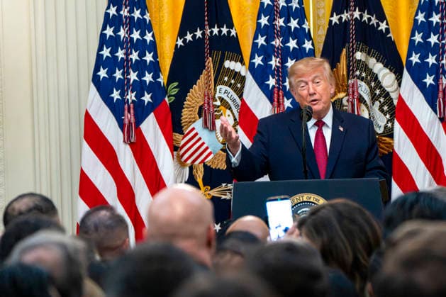 President Donald Trump hosts a Hispanic Heritage Month celebration in the East Room of the White House in Washington, DC on Wednesday, September 30, 2026.  WAP20260930305 BONNIExCASH