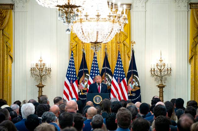 President Donald Trump hosts a Hispanic Heritage Month celebration in the East Room of the White House in Washington, DC on Wednesday, September 30, 2026.  WAP20260930312 BONNIExCASH