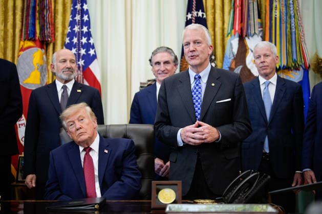 Sen. Dan Sullivan, R-AK, speaks during an announcement with Secretary of Commerce Howard Lutnick and President Donald Trump in the Oval Office of the White House in Washington on September 30, 2026. The Trump Administration announced South Korea will invest $54 billion toward the Alaska Liquefied Natural Gas (LNG) project as part of a broader $200 billion investment in U.S. energy projects.  WASP20260930162 YURIxGRIPAS