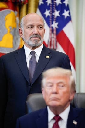 Secretary of Commerce Howard Lutnick President looks on as President Donald Trump makes an announcement in the Oval Office of the White House in Washington on September 30, 2026. The Trump Administration announced South Korea will invest $54 billion toward the Alaska Liquefied Natural Gas (LNG) project as part of a broader $200 billion investment in U.S. energy projects.  WASP20260930173 YURIxGRIPAS