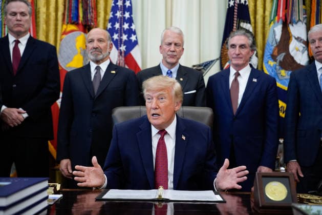President Donald Trump speaks during an announcement in the Oval Office of the White House in Washington on September 30, 2026. The Trump Administration announced South Korea will invest $54 billion toward the Alaska Liquefied Natural Gas (LNG) project as part of a broader $200 billion investment in U.S. energy projects.  WASP20260930179 YURIxGRIPAS