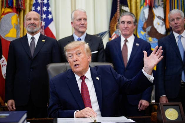 President Donald Trump speaks during an announcement in the Oval Office of the White House in Washington on September 30, 2026. The Trump Administration announced South Korea will invest $54 billion toward the Alaska Liquefied Natural Gas (LNG) project as part of a broader $200 billion investment in U.S. energy projects.  WASP20260930181a YURIxGRIPAS