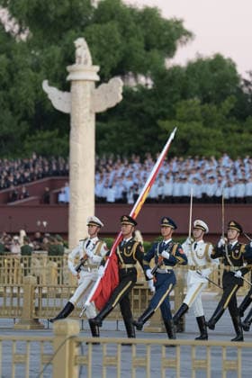 (261001) -- BEIJING, Oct. 1, 2026 -- A flag-raising ceremony marking the 77th anniversary of the founding of the People s Republic of China is held at Tian anmen Square in Beijing, capital of China, Oct. 1, 2026. ) CHINA-BEIJING-NATIONAL DAY-FLAG-RAISING CEREMONY (CN) XiexHan