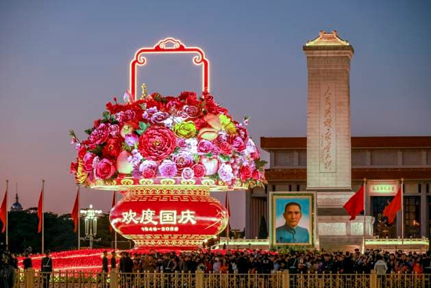 BEIJING, CHINA - OCTOBER 01: A flag-raising ceremony marking the 77th anniversary of the founding of the People s Republic of China is held at Tian anmen Square on October 1, 2026 in Beijing, China. Copyright: xVCGx 111670878116