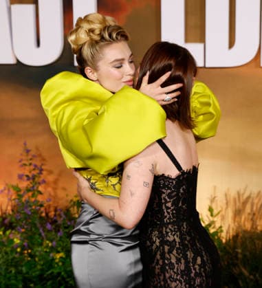 Florence Pugh and Zoe Lister Jones arrive on the red carpet at the Netflix East Of Eden New York premiere at The Plaza Hotel on Wednesday, September 30, 2026 in New York City.  NYP202609303001 JOHNxANGELILLO