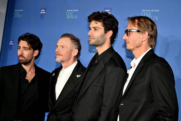 Charles Benoin, producer of the film *Only What We Carry*, Simon Pegg, Liam Hellmann, and guests on the red carpet for the third night of the Cinéroman Festival at Pathé Gare du Sud in Nice on September 30, 2026 Bruno Bebert Dominique Jacovides Bestimage Red carpet at the third night of the Cinéroman Festival at Pathé Gare du Sud in Nice on September 30, 2026, Nice, France  Copyright: xDominiquexJacovidesx-xBrunoxBebertx xBestimagexDominiquexJacovidesx-xBrunoxBebertx xBestimagex