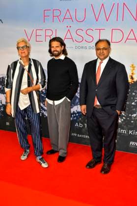 ABB FRAUWINKLER Doris Doerrie, director Josef Ellers, and Walid Nakschbandi on the red carpet at the NRW Kino film premiere of *Frau Winkler* as they leave the Lichtburg cinema in Essen on September 30, 2026, in North Rhine-Westphalia, Germany