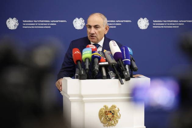 ARMENIA, YEREVAN - OCTOBER 1, 2026: Armenia s Prime Minister Nikol Pashinyan gives a press briefing. Alexander Patrin TASS 98611683